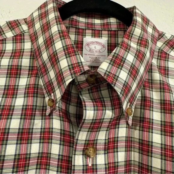 Brooks Brothers The Original Polo Shirt Plaid Regular Fit Non Iron L - Picture 5 of 9